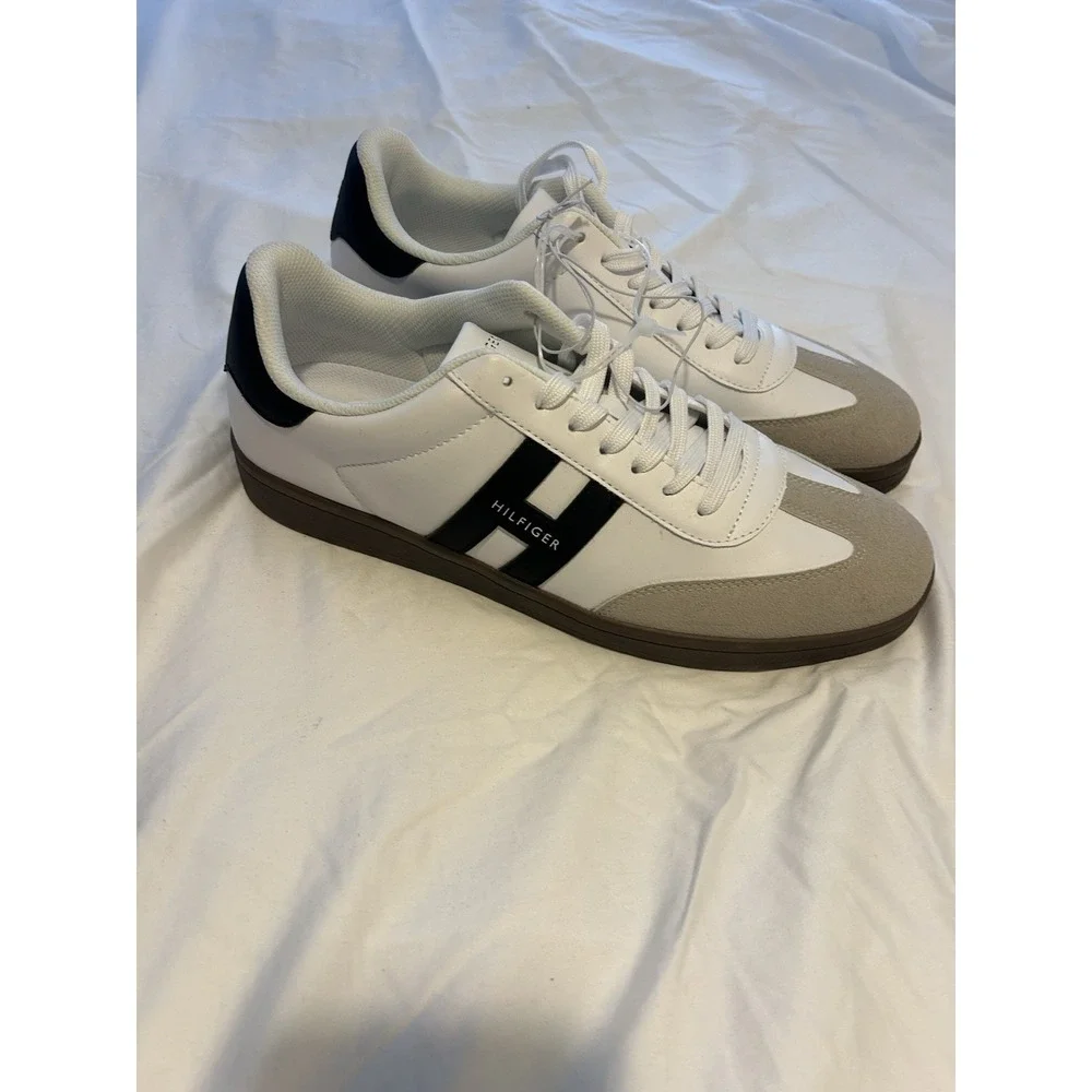 Tommy Hilfiger White Black Beige Lace Up Sneakers TMLERGE-R